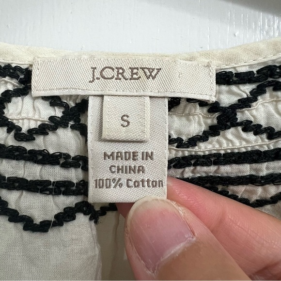J Crew S Cream 100% Cotton Embroidered Festival Boho Ethnic Sheer Cap Sleeve Top - Picture 7 of 9